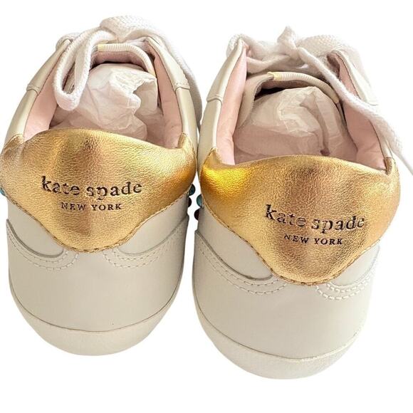 Kate Spade Women's Multicolor Studded Leather Sneakers‎ White Size 9 New - Picture 4 of 6